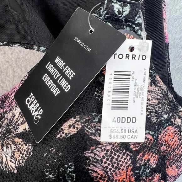 Torrid NWT Lightly Lined Everyday Wire-Free Bra Floral 360° Back Smoothing 40DDD - Picture 4 of 8